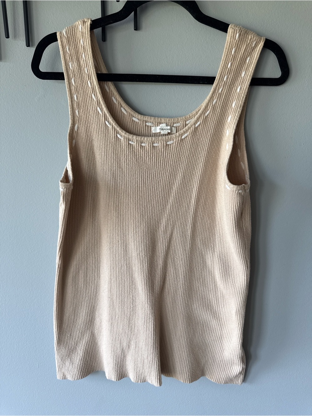 Maurices Beige Ribbed Tank with Contrast Stitch